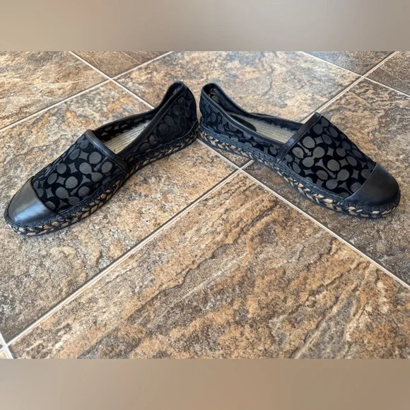 Coach Cleo Signature Canvas Mesh Slip On Espadrilles- Black/Tan, Women’s Size 8 - Picture 2 of 9